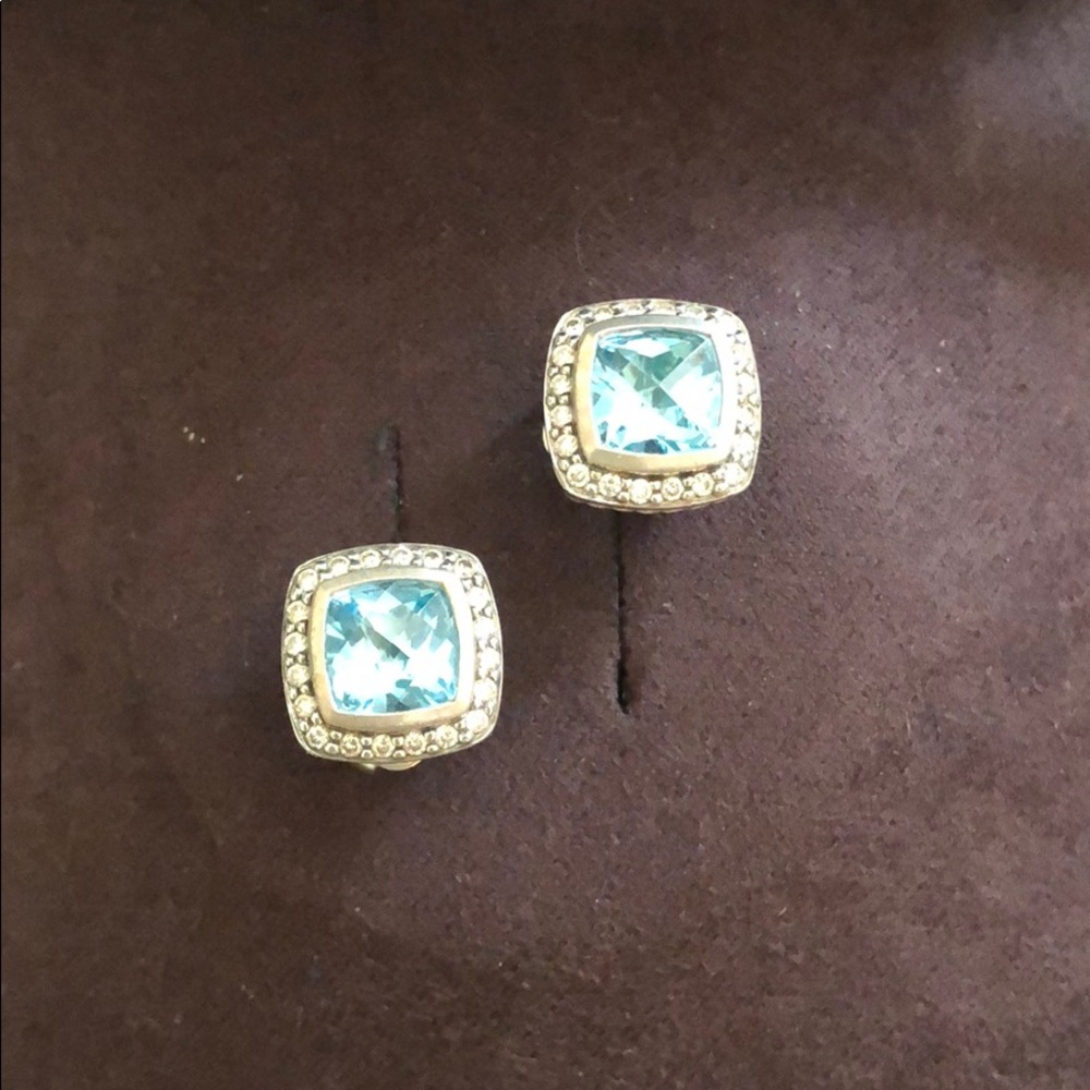 David Yurman Blue Topaz & Diamonds Albion Earrings
